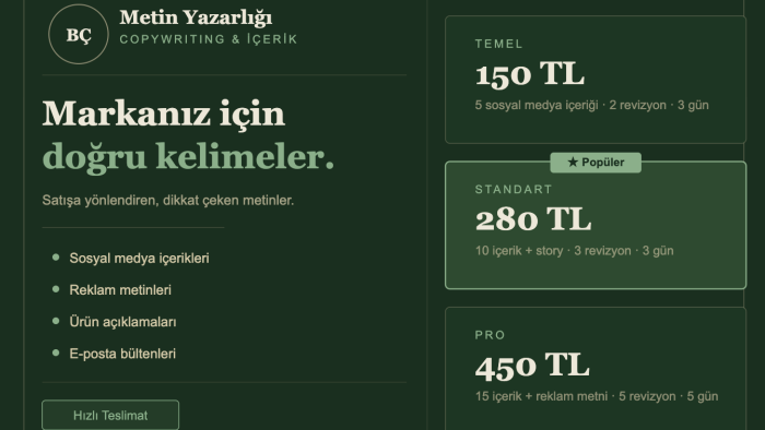markanız için satışa yönlendiren metinler yazarım
