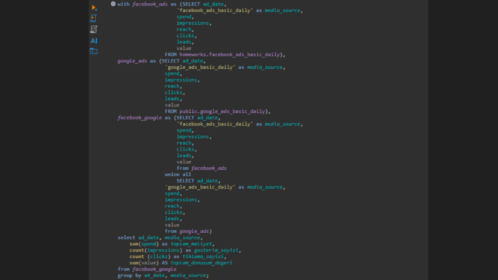 sql ile veritabanı sorgulama, veri analizi yapıyorum