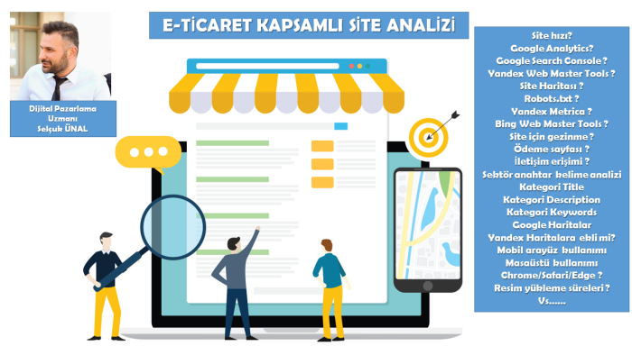 e-ticaret sitenize kapsamlı analiz yapabilirim