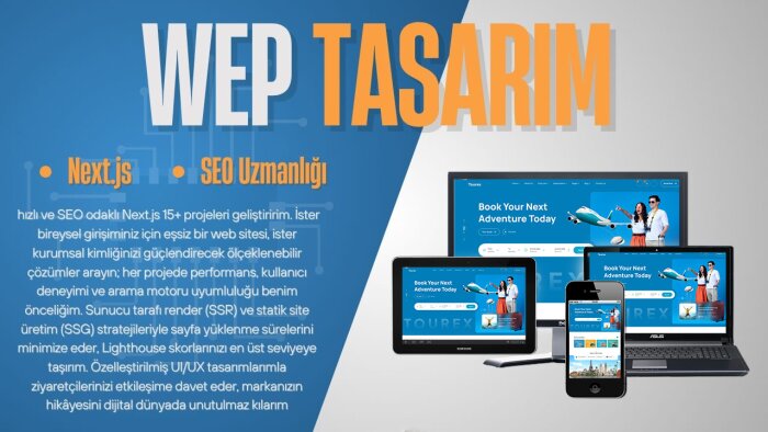 web sitesi Next.js ile SEO uyumlu olarak geliştiririm