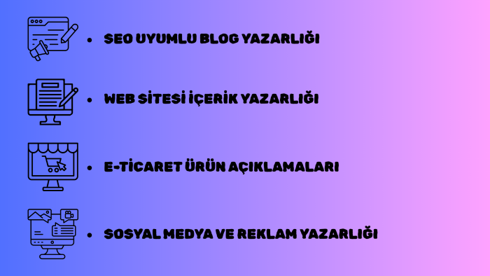 yazım kurallarına uygun, SEO uyumlu, özgün içerikler yazarım