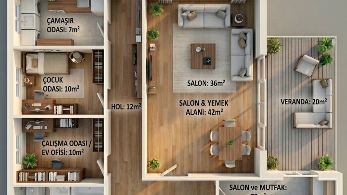 3d ve 2d kat planı görselleştirme yaparım