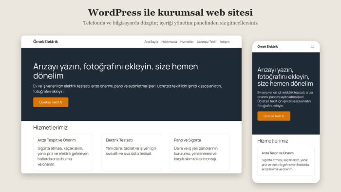 işletmenize yönetim panelli WordPress web sitesi kurarım