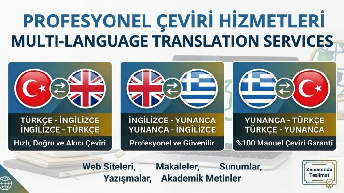 Yunanca, İngilizce ve Türkçe metinlerinizi çeviririm