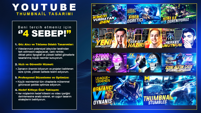 izleyicilerin ilgisini çeken küçük resimler tasarlayabilirim