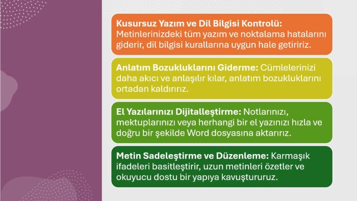 metinlerinizde gerekli düzenlemeleri yaparım