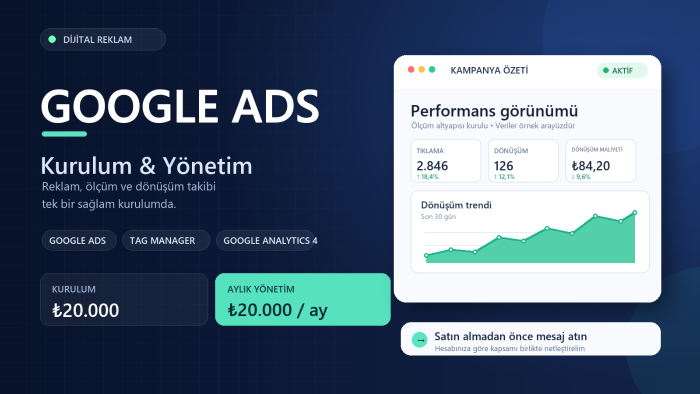 Google Ads reklamlarını kurar ve yönetirim