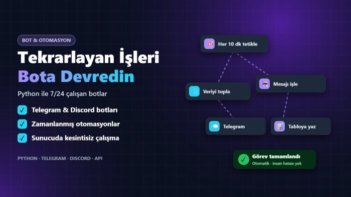 Python ile Telegram ve Discord botu ve otomasyon yazarım