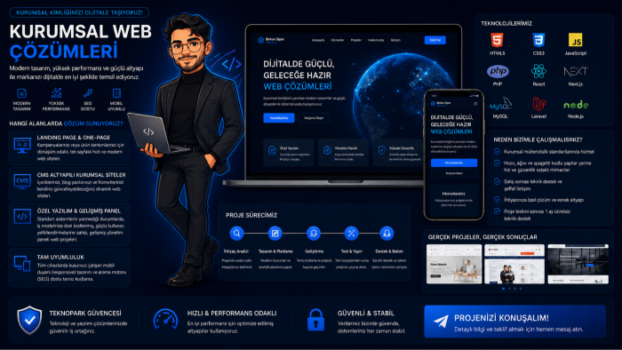 özel yazılım veya cms altyapılı kurumsal web sitesi yaparım