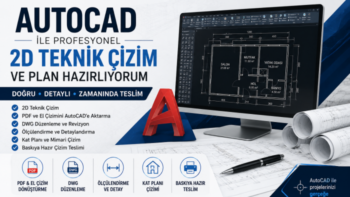 mimari kat planı çizimi ve çizim düzenleme yapıyorum