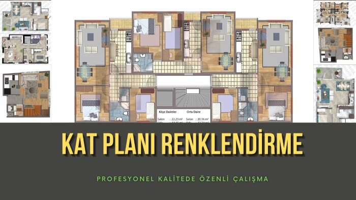 kat planı boyama ve renklendirme yaparım