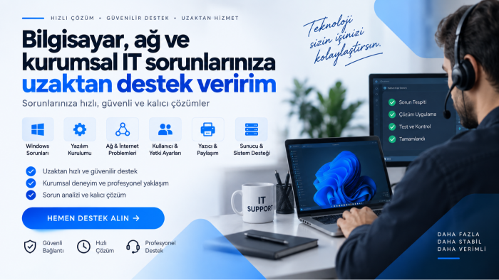 bilgisayar, ağ ve kurumsal IT desteği veririm