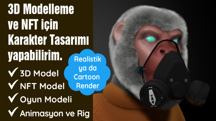 3D modelleme ve NFT için karakter tasarımı yapabilirim
