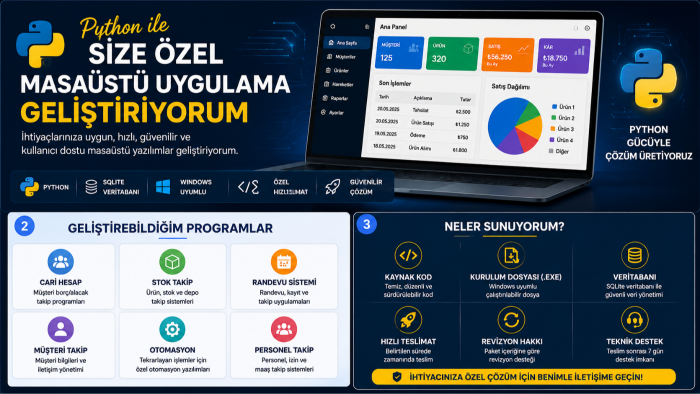 Python ile size özel masaüstü uygulamaları geliştiririm