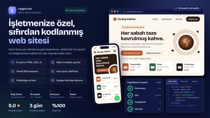 sıfırdan özel kodlanmış hızlı web sitesi geliştiriyorum