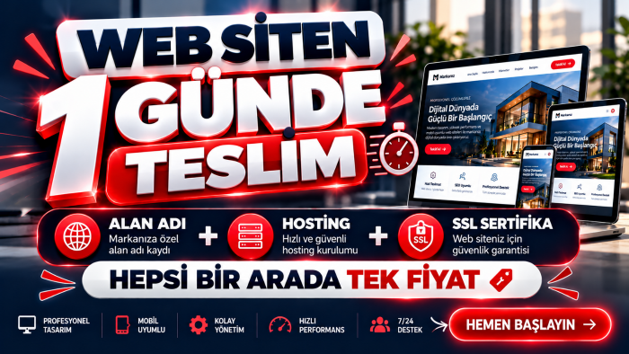 1 günde anahtar teslim web sitesi yaparım