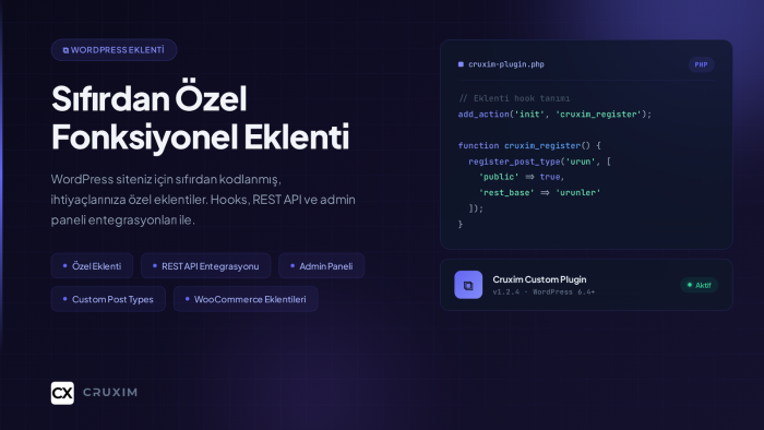 WordPress için özel eklenti geliştiririm