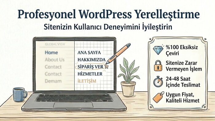 WordPress tema ve eklentilerinizi Türkçeye çevirebilirim