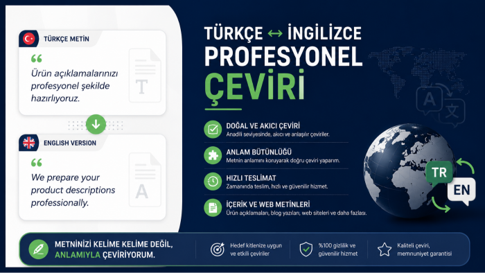 Türkçe-İngilizce profesyonel çeviri yaparım