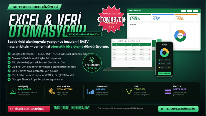 Excel makro ve VBA işlerinizi yaparım