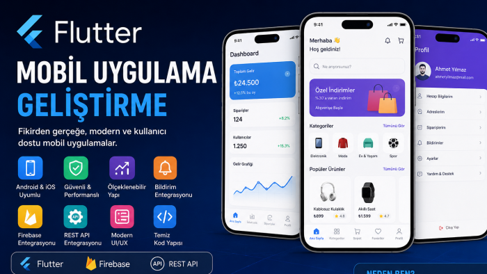 mobil uygulamanızı sıfırdan flutter ile geliştirebilirim