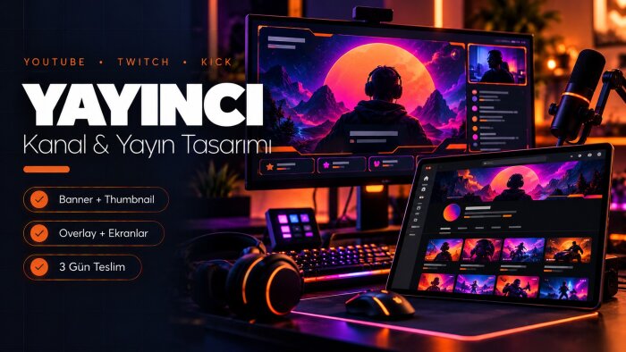 YouTube ve Kick kanalınız için yayın tasarımı yaparım