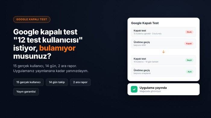 Google kapalı testinizi 15 gerçek kullanıcıyla geçiririm