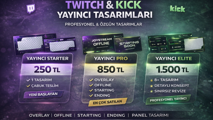 twitch & kick yayıncılara profesyonel tasarımlar hazırlarım