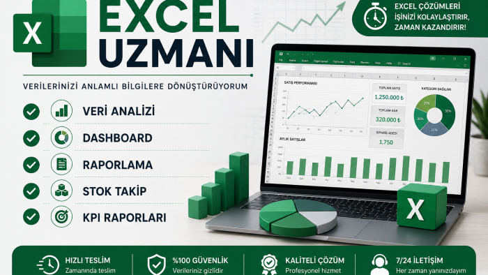 excel dosyalarınızı düzenler ve raporlarınızı hazırlarım