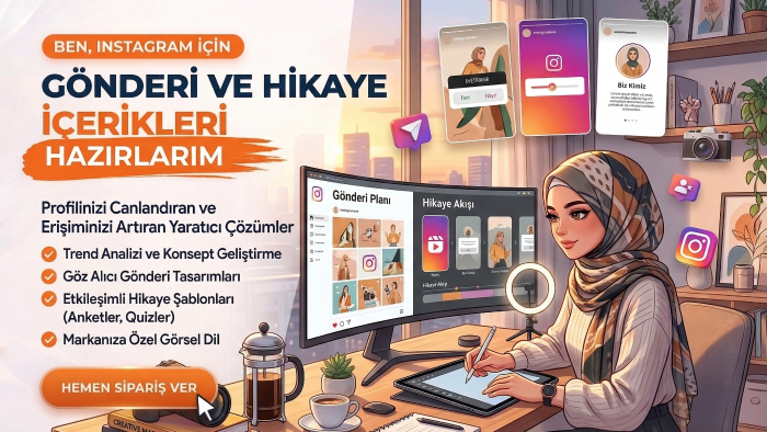 instagram için gönderi ve hikaye içerikleri hazırlarım