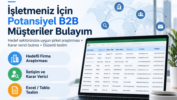 işletmeniz için potansiyel B2B müşteriler bulabilirim