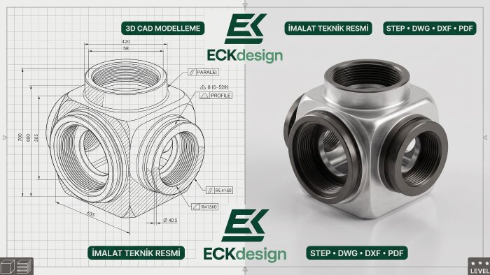 İmalata Uygun 3D CAD Modelleme ve Teknik Resim Çizerim