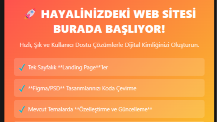 bütçenize ve ihtiyaçlarınıza göre site oluştururum