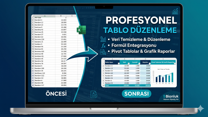 karmaşık veri tablolarınızı düzenlerim