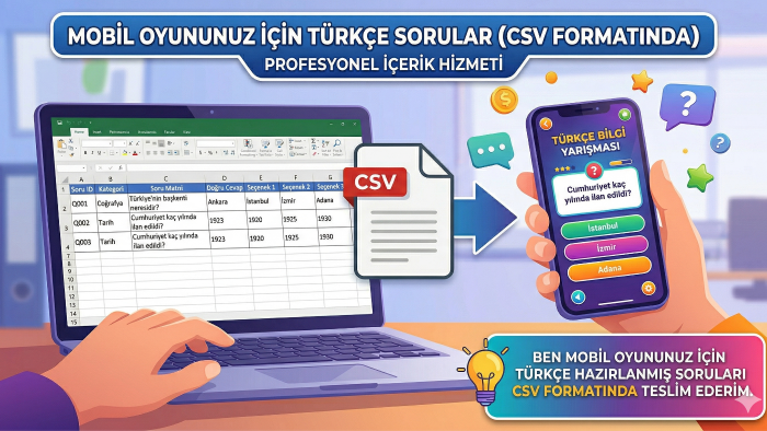 bilgi yarışması oyunları için Türkçe sorular hazırlarım