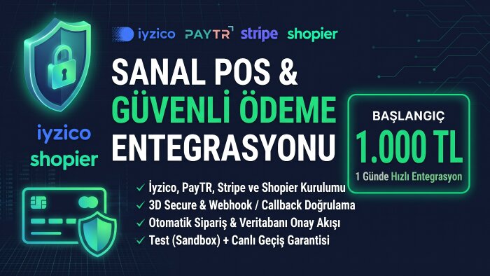 web sitenize sanal pos ve ödeme entegrasyonu yaparım