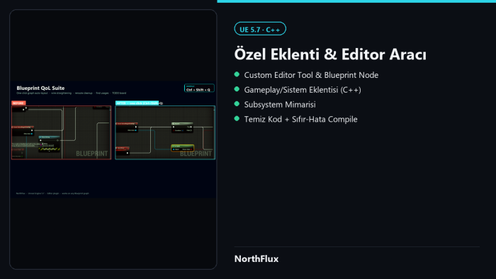 Unreal Engine 5 için  plugin, editor aracı geliştiririm