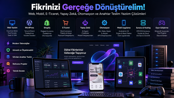 web,mobil,otomasyon,yapay zeka ve özel yazılım geliştiririm