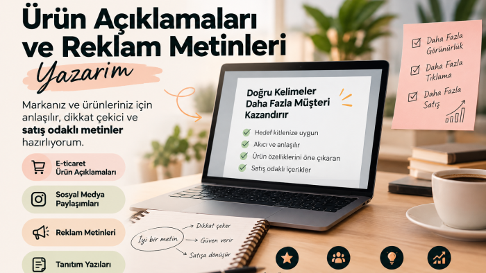 ürün açıklamaları ve reklam metinleri yazarım