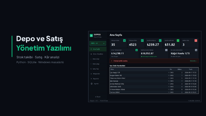 işletmeniz için stok ve satış takip programı yazarım