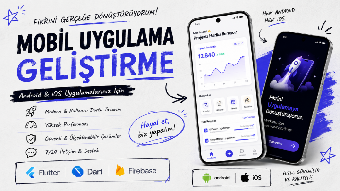 Flutter ile modern mobil uygulamalar geliştiririm