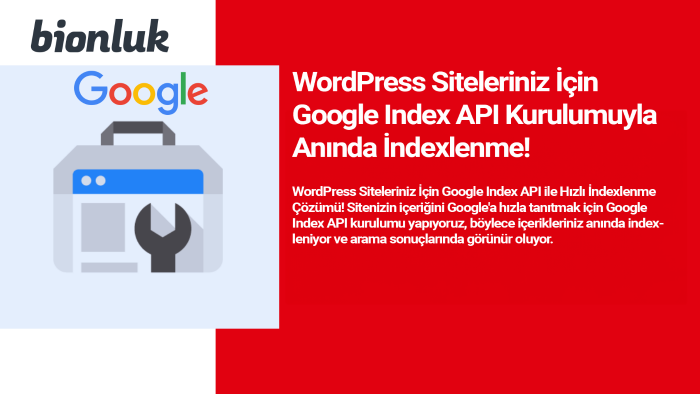 Wordpress siteleri i̇çin google index api kurulumu yaparım