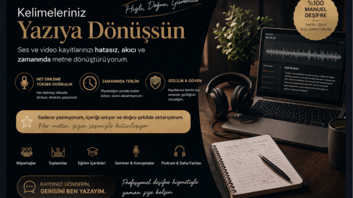ses ve video kayıtlarınızı hızlı şekilde yazıya dökerim