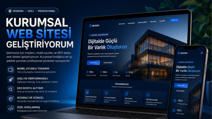 modern ve mobil uyumlu kurumsal web sitesi geliştiririm