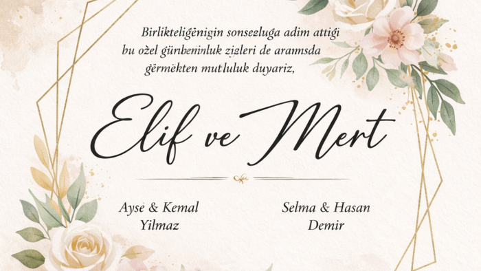 size modern ve şık davetiye hazırlayabilirim
