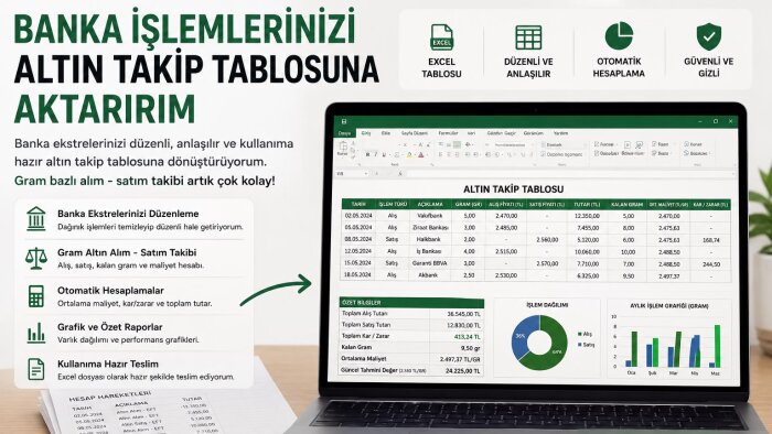 banka ekstrelerinizi gram altın takip tablosuna dönüştürürüm