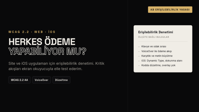 site ve iOS uygulamanı erişilebilirlik için denetlerim