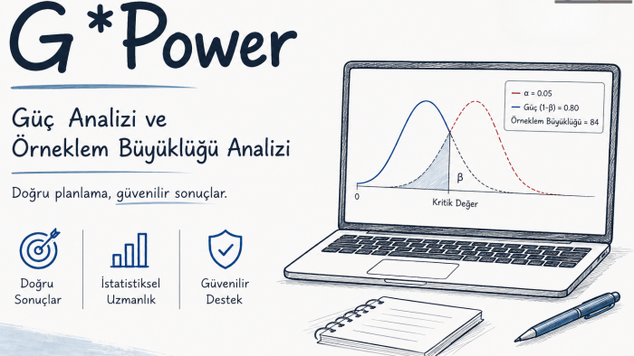 g power ile örneklem büyüklüğü ve güç analizi yaparım