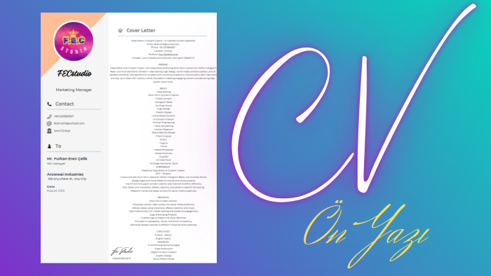 profesyonel cv ve ön yazı hazırlayabilirim