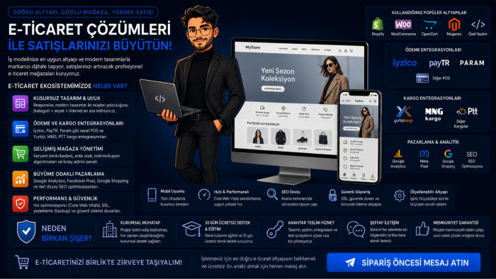 profesyonel e-ticaret sitesi tasarım ve kurulumu yaparım